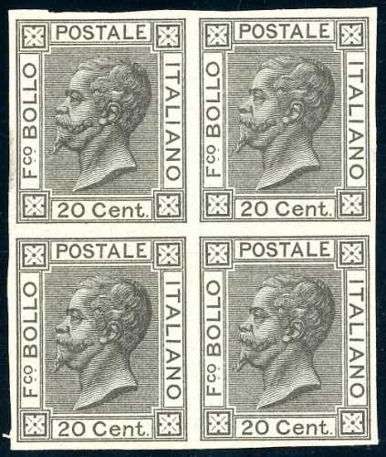 1867 - 20 cent. azzurro, prova di ... 