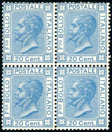 1867 - 20 cent. azzurro, tiratura ... 