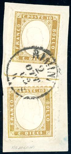 1862 - 10 cent. oliva chiaro, due ... 