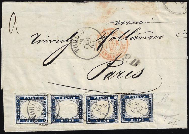 1863 - 20 cent. indaco chiaro, due ... 
