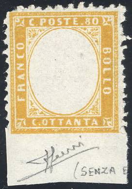1862 - 80 cent. giallo arancio, ... 