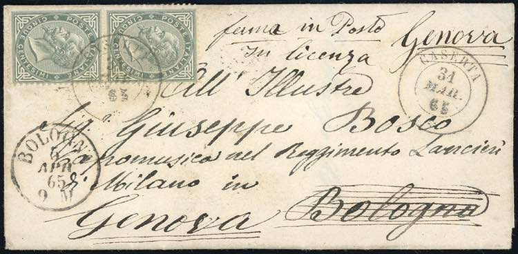 1865 - 5 cent. De La Rue, tiratura ... 