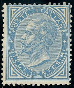1877 - 10 cent. azzurro (27), ... 