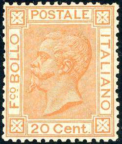 1877 - 20 cent. ocra arancio (28), ... 