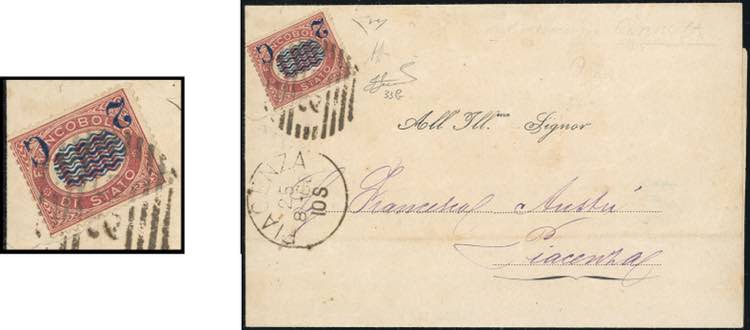 1880 - 2 cent. su 1 lira  Servizio ... 