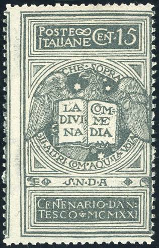 1921 - 15 cent. grigio Dante, non ... 