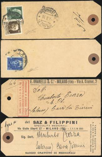 1930 - Due talloncini di saggi ... 