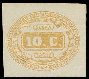 1863 - 10 cent. giallo (1), gomma ... 