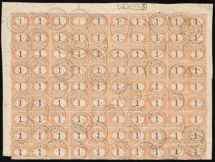 1870 - 1 cent. ocra e carminio ... 