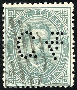 1887 - 4 cent. su 5 cent. verde, ... 