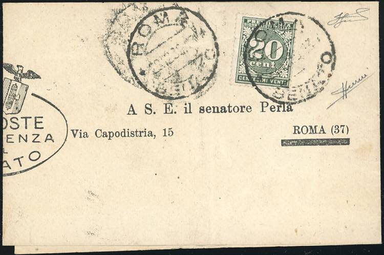 1938 - 20 cent. verde scuro, Marca ... 