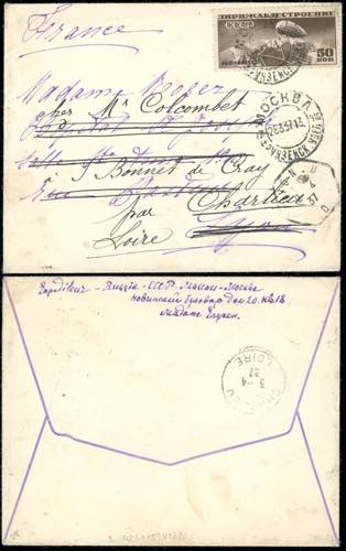 1937 - RUSSIA/FRANCE - Redirected.