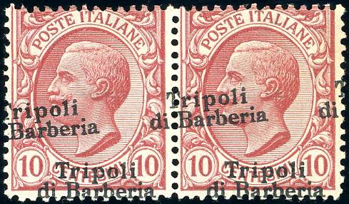 TRIPOLI 1909 - 10 cent., doppia ... 