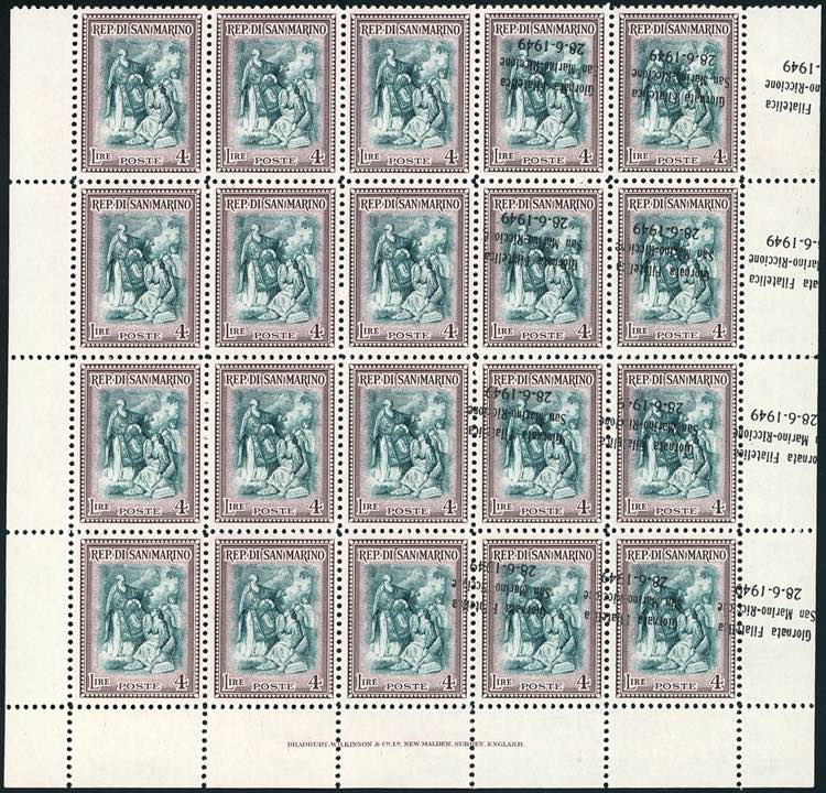 1949 - 4 lire Alberoniana, blocco ... 