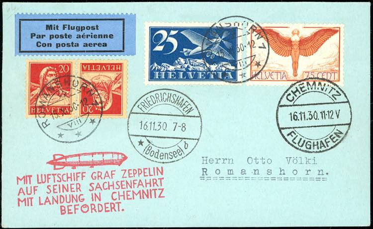 SVIZZERA POSTA AEREA 1930 ZEPPELIN ... 