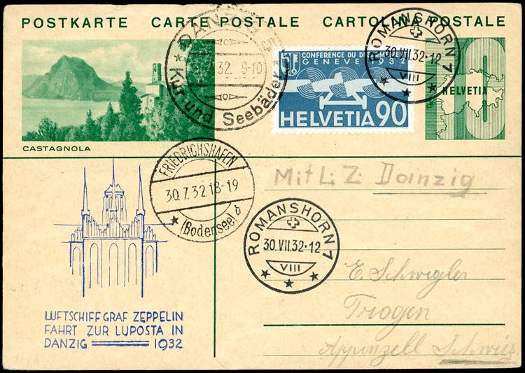 SVIZZERA POSTA AEREA 1932 ZEPPELIN ... 