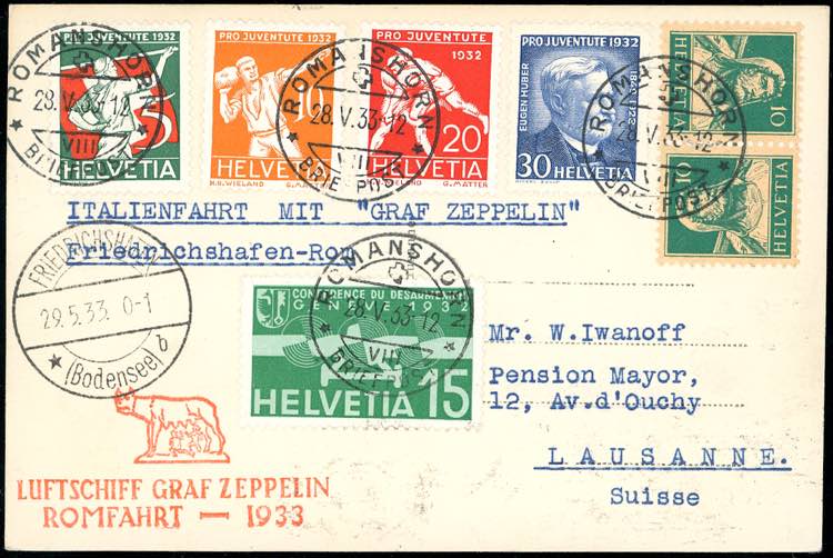 SVIZZERA POSTA AEREA 1932 ZEPPELIN ... 