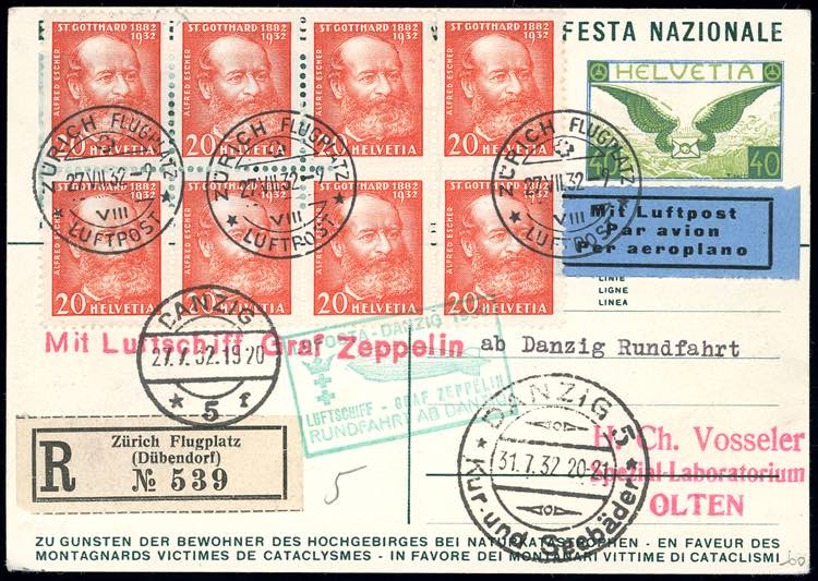 SVIZZERA POSTA AEREA 1932 ZEPPELIN ... 