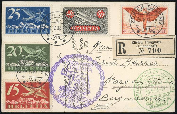 SVIZZERA POSTA AEREA ZEPPELIN 1933 ... 