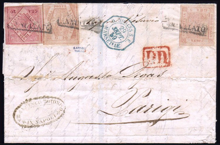 FALSI PER POSTA 1859 - 20 grana, ... 