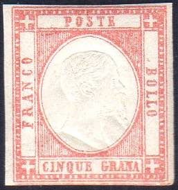 1861 - 5 grana vermiglio, filetto ... 