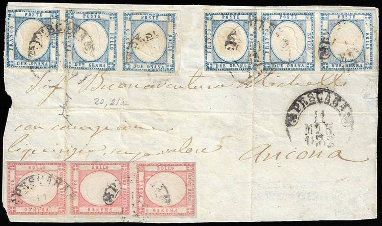 1862 - 5 grana rosa, striscia ... 