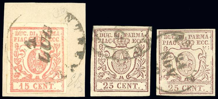 1857/59 - 15 cent. vermiglio, 25 ... 