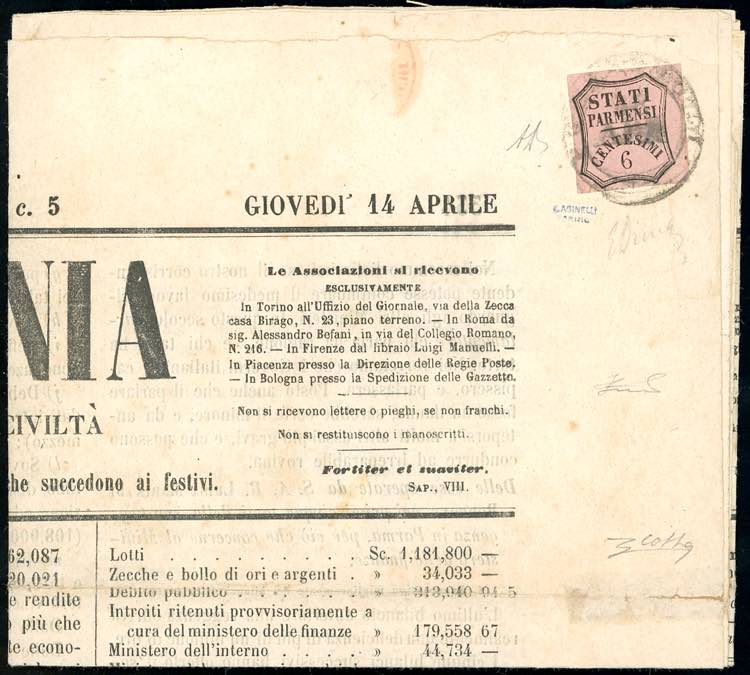 1859 - 6 cent. rosa vivo (1), ... 