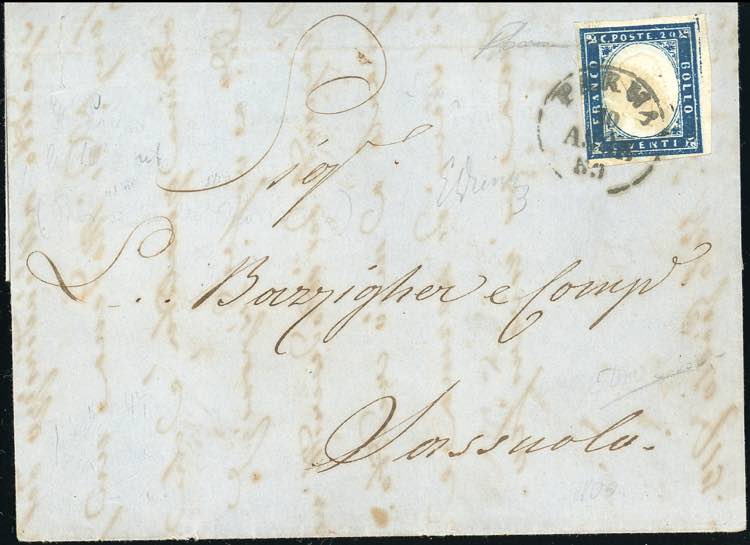 1859 - 20 cent. azzurro scuro ... 