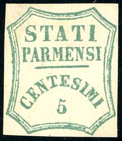 1859 - 5 cent. verde azzurro, I ... 