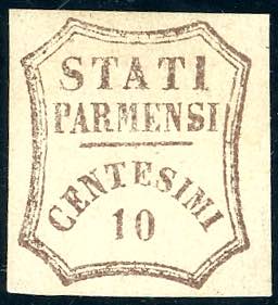 1859 - 10 cent. bruno (14), gomma ... 
