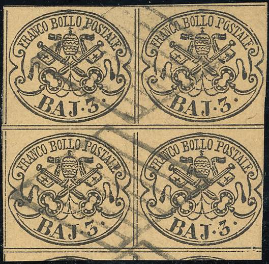 1852 - 3 baj camoscio (4c), blocco ... 