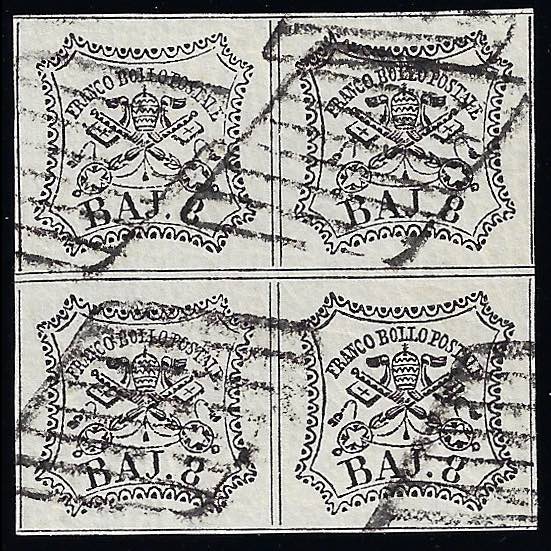 1852 - 8 baj bianco (9), blocco di ... 