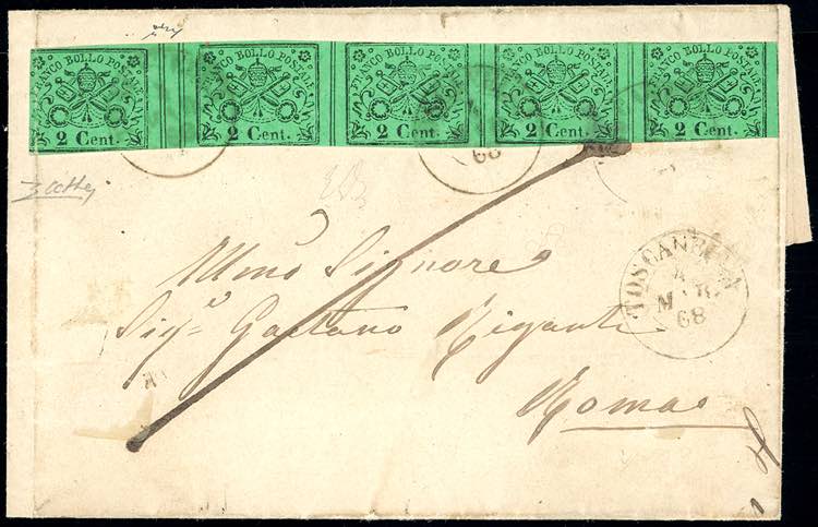 1868 - 2 cent. verde giallo (13), ... 