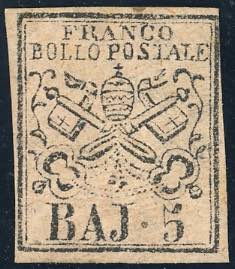 1855 - 5 baj rosa, falso per posta ... 