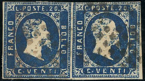 1852 - 20 cent. azzurro (2), ... 