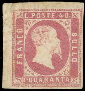 1851 - 40 cent. rosa (3), nuovo, ... 