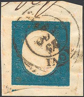 1854 - 20 cent. azzurro (8e), ... 