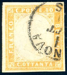 1861 - 80 cent. giallo arancio, ... 