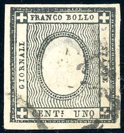 1861 - 1 cent. nero verdastro per ... 