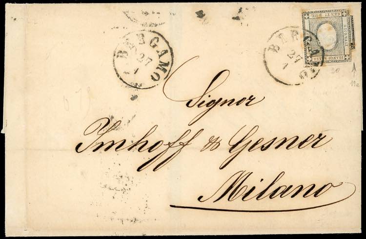 1861 - 2 cent. nero grigiastro, ... 
