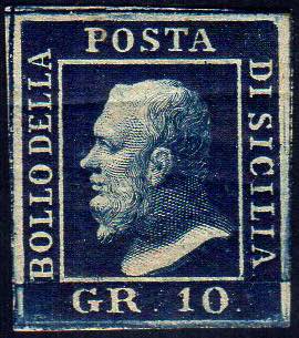 1859 - 10 grana indaco nero (12a), ... 