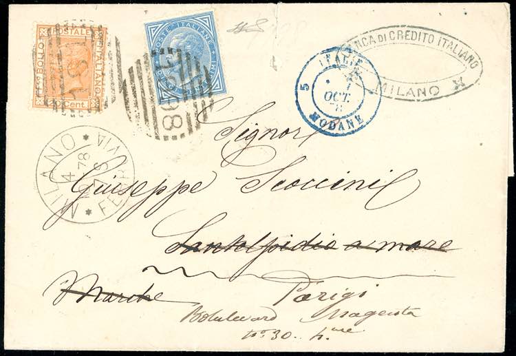 1878 - ITALY/FRANCE - Redirected ... 
