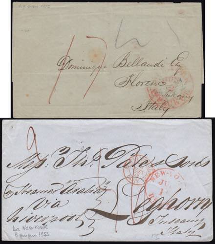 INCOMING MAIL STATI UNITI 1853/55 ... 