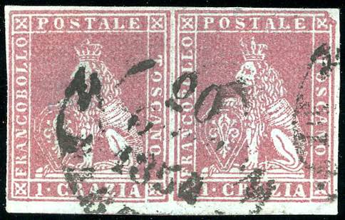 1851 - 1 crazia carminio violaceo ... 