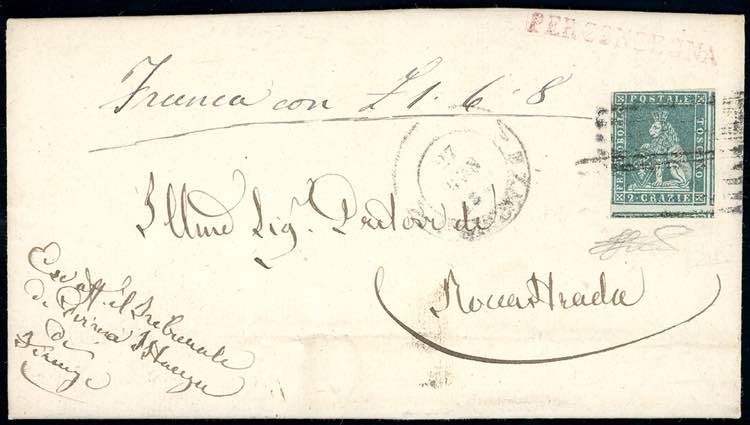 1857 - 2 crazie verde azzurro su ... 