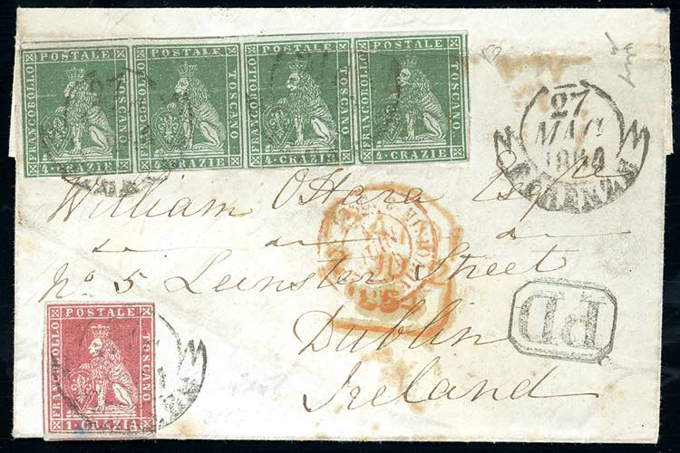 1854 - 4 crazie verde su grigio, ... 