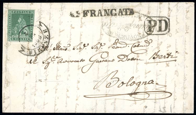 1855 - 4 crazie verde su grigio ... 