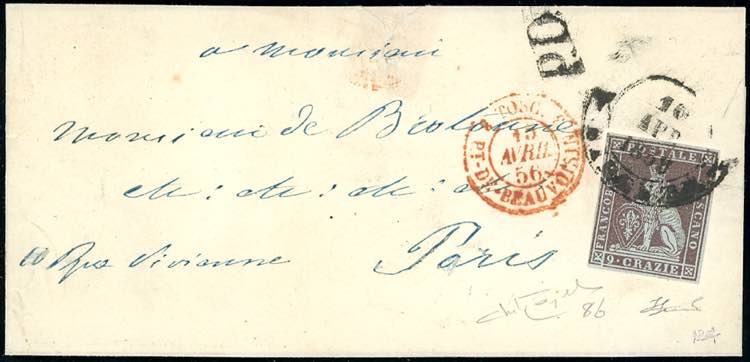 1856 - 9 crazie bruno violaceo su ... 