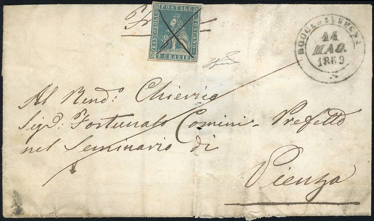 1859 - 2 crazie azzurro (13), ... 